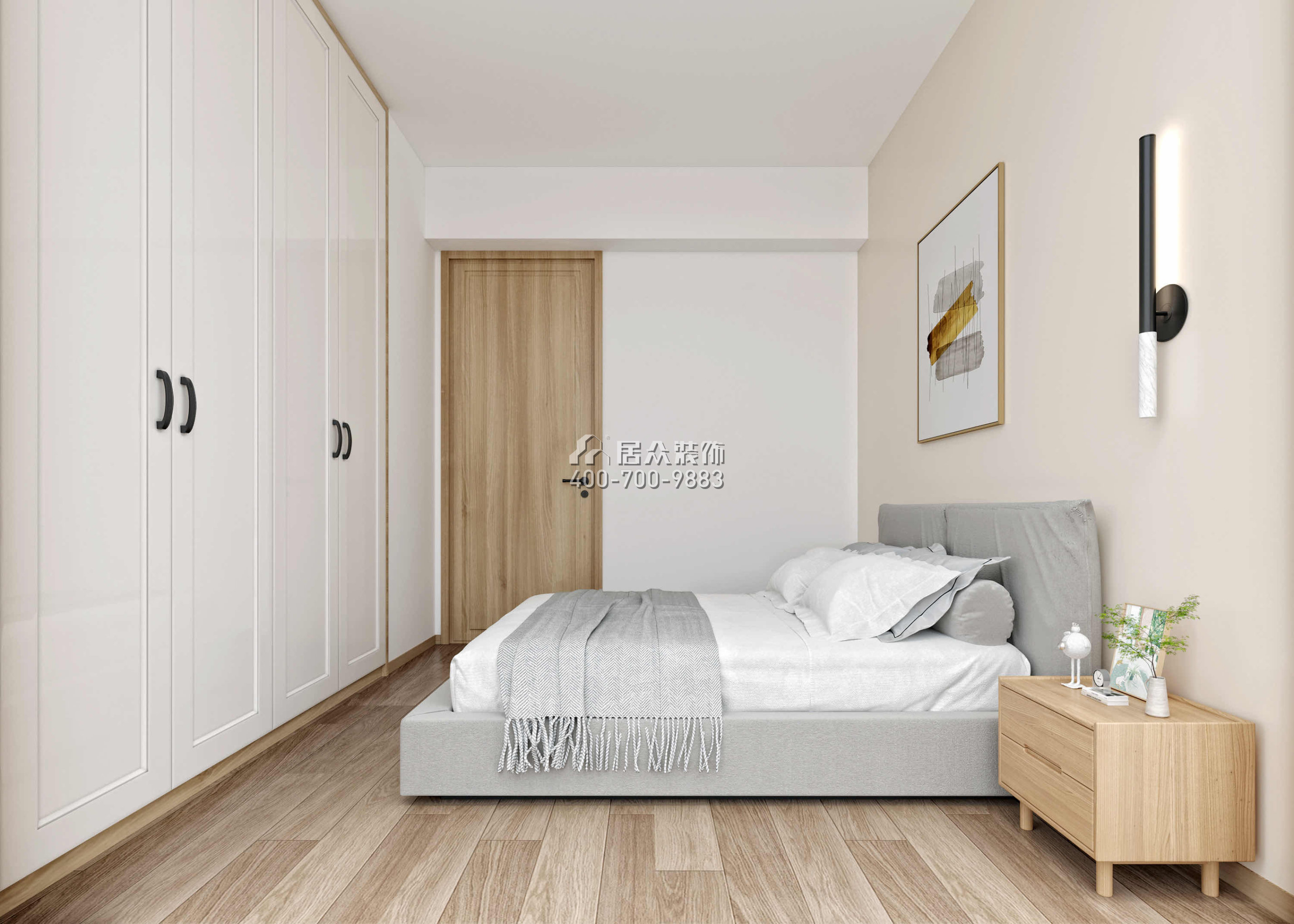跃华园89平方米现代简约风格平层户型卧室装修效果图