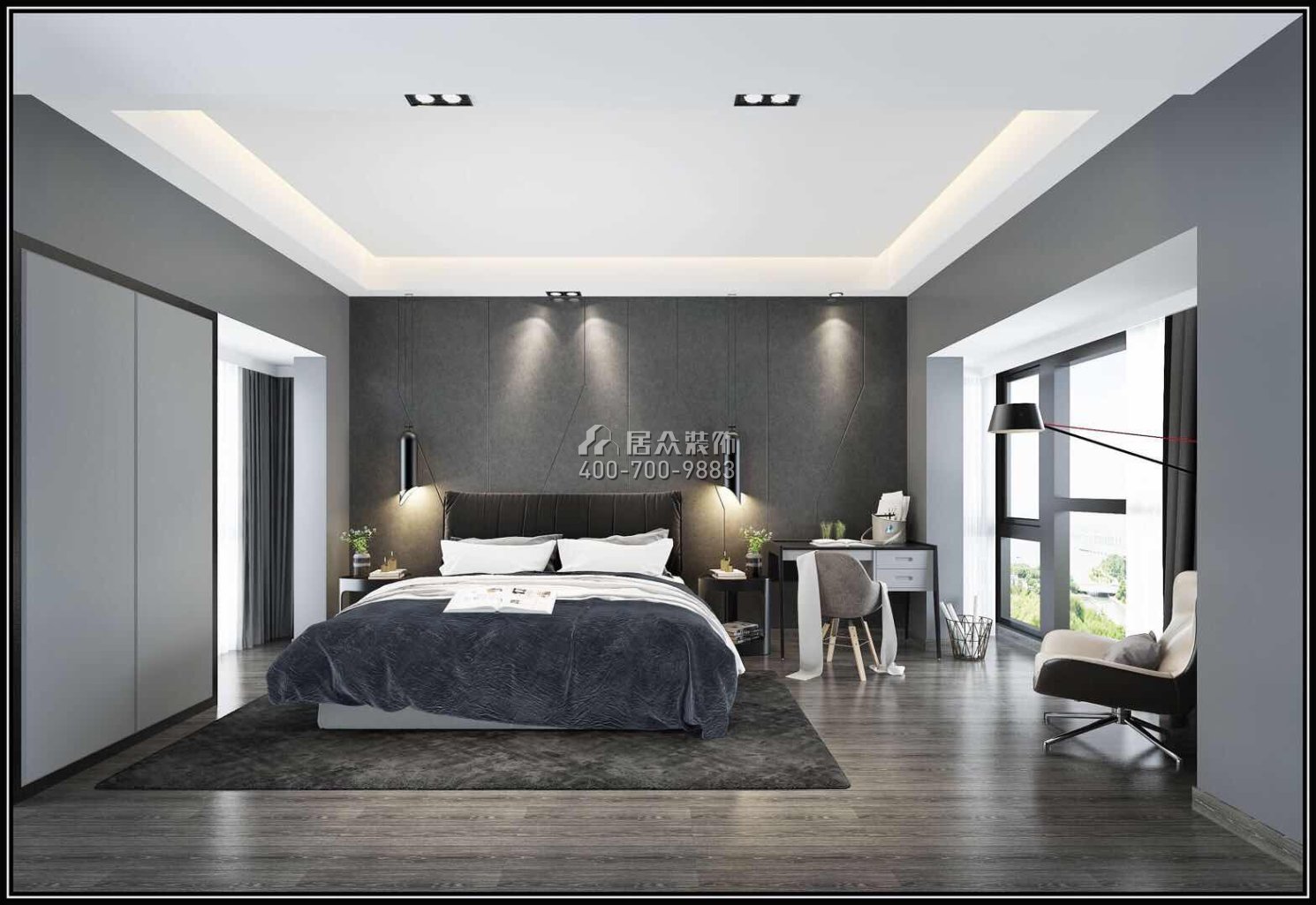 香格名苑126平方米现代简约风格平层户型卧室装修效果图