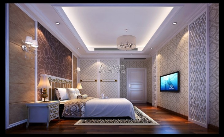 地标广场165平方米欧式风格平层户型卧室装修效果图
