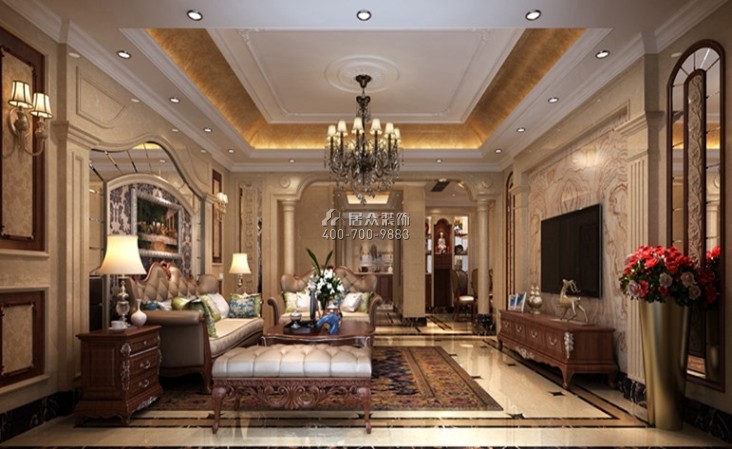 第六都190平方米欧式风格平层户型客厅装修效果图