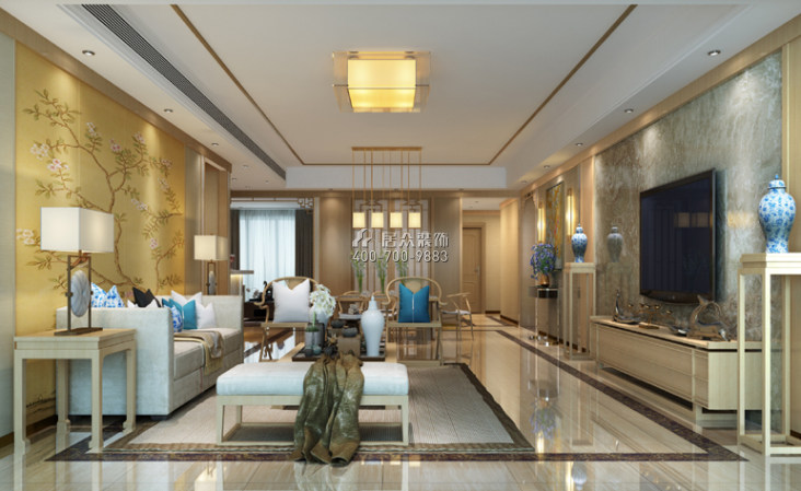 华晨御园245平方米中式风格平层户型客厅装修效果图