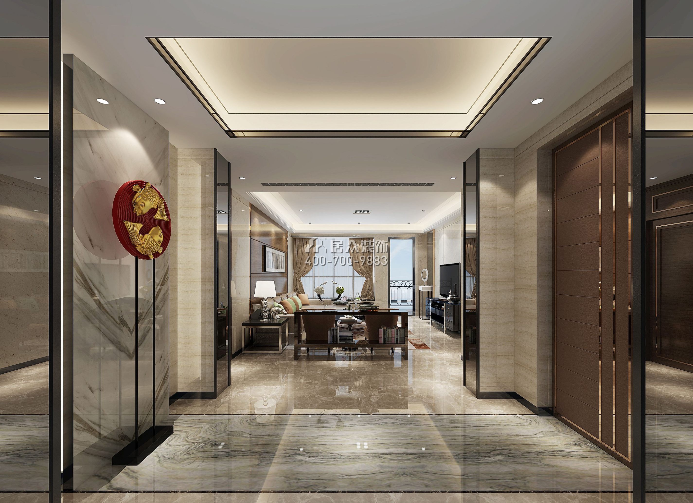 大康福盈门179平方米现代简约风格平层户型客厅装修效果图
