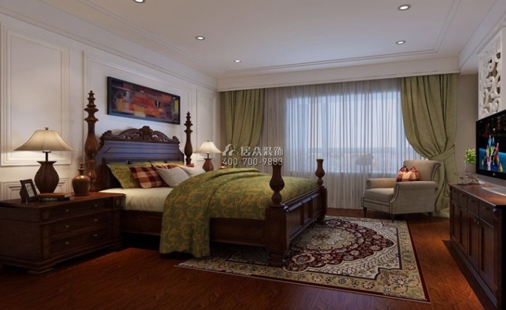 鼎峰尚境300平方米美式风格复式户型卧室装修效果图