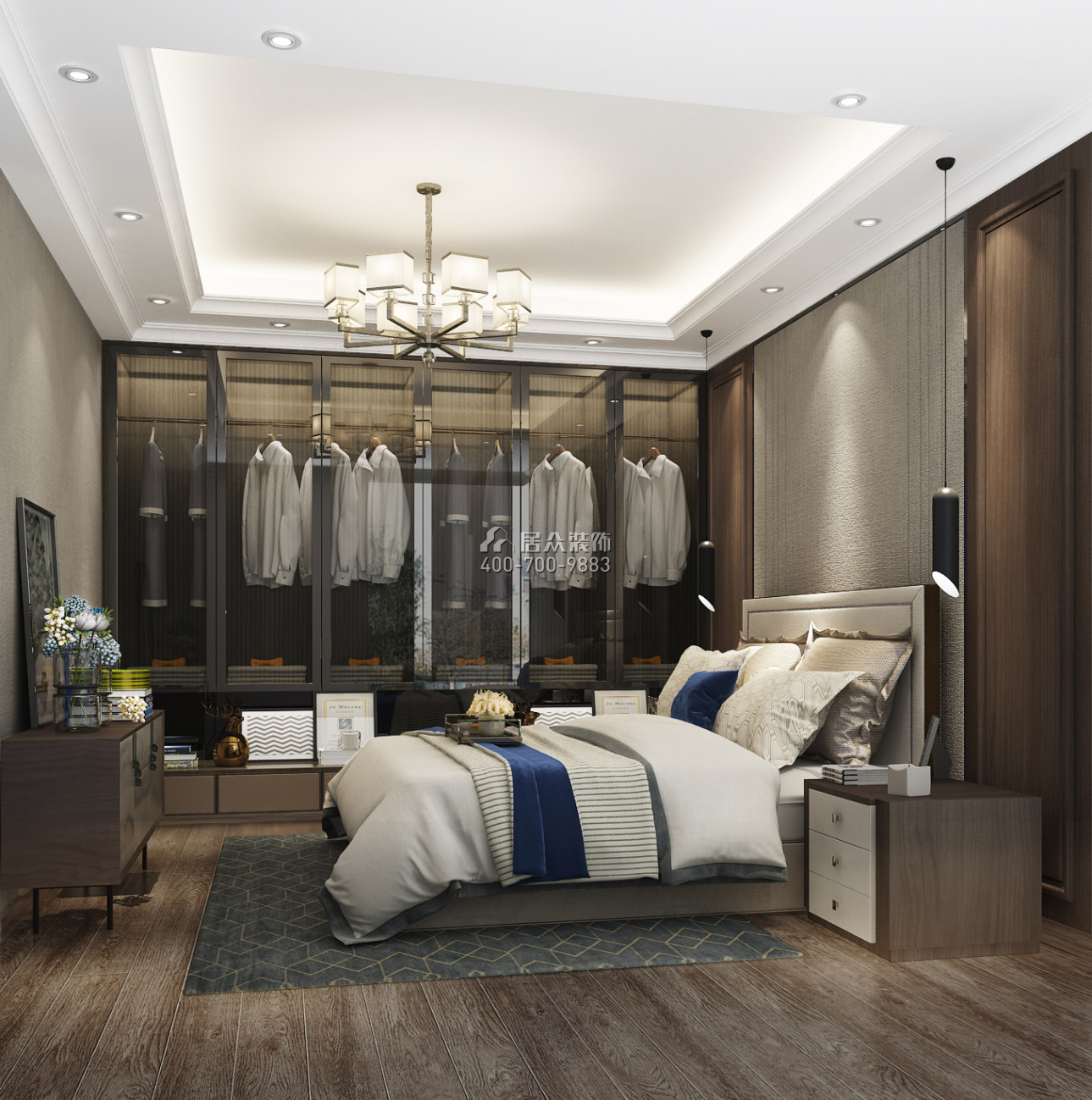 郁金香家园150平方米现代简约风格平层户型卧室开元官网效果图