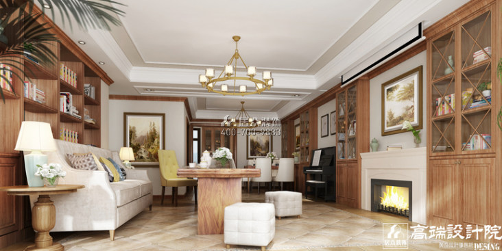 振业城170平方米美式风格平层户型客厅装修效果图