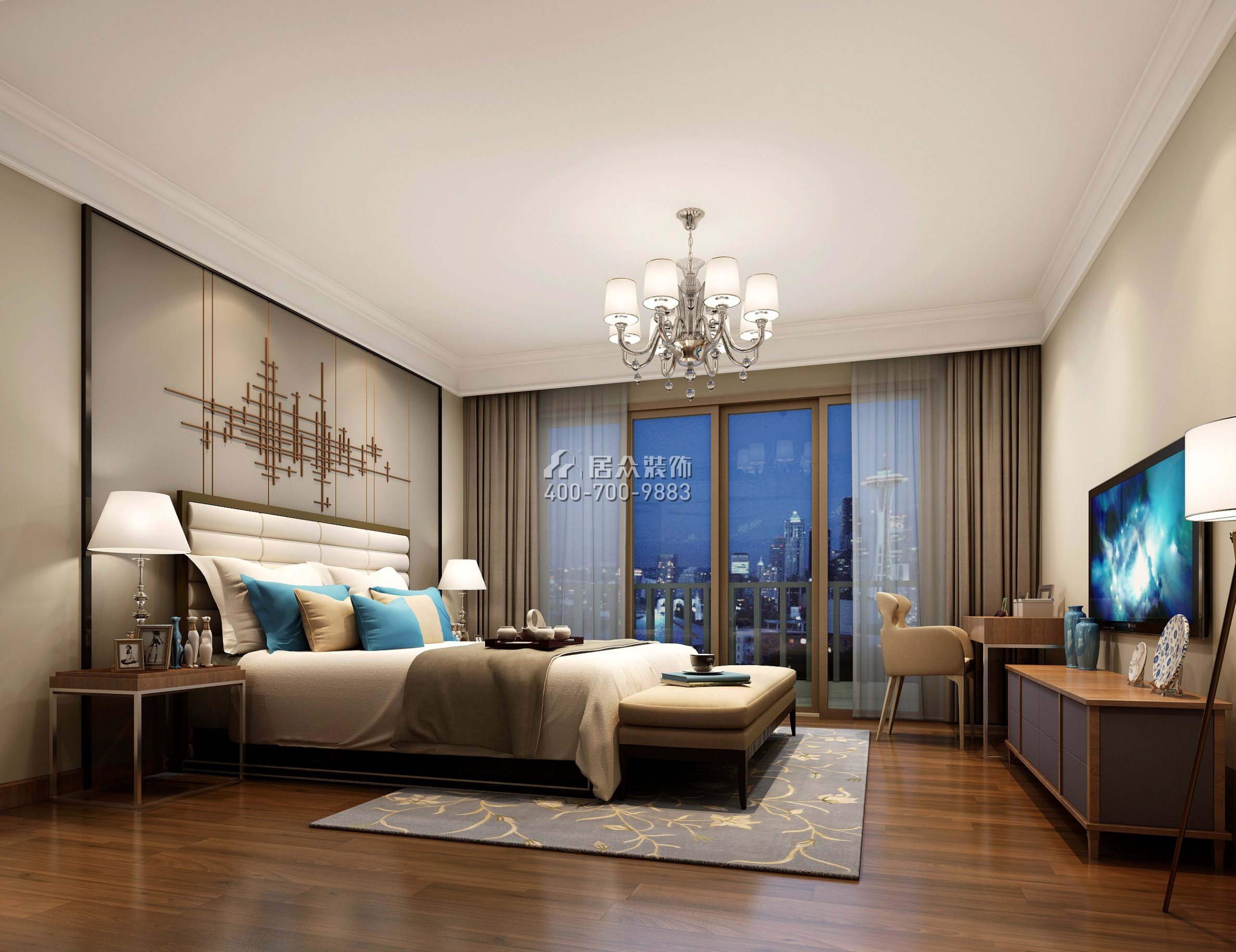 海逸豪庭126平方米现代简约风格复式户型卧室装修效果图