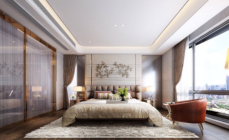 博林天瑞花园二期300平方米现代简约风格平层户型卧室装修效果图