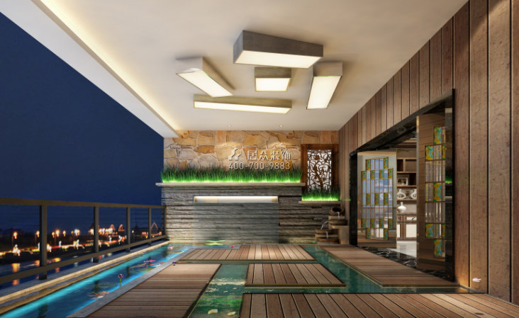 龙泉豪苑384平方米中式风格别墅户型阳台装修效果图