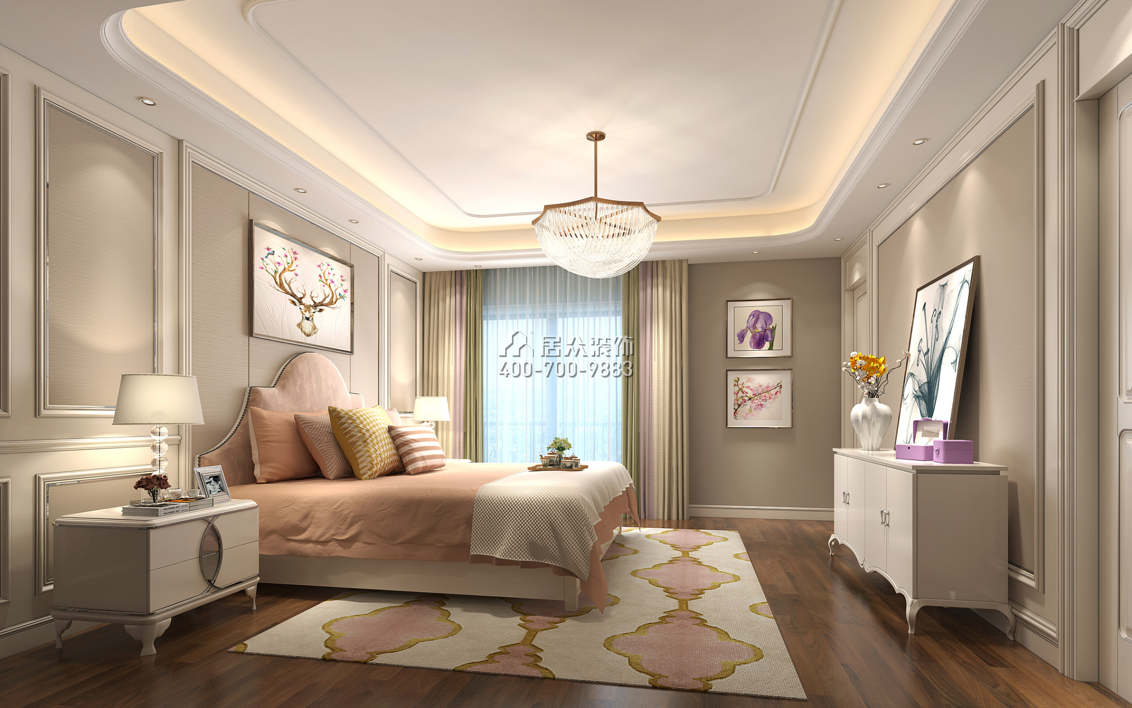 宝嘉花与山400平方米欧式风格别墅户型卧室装修效果图
