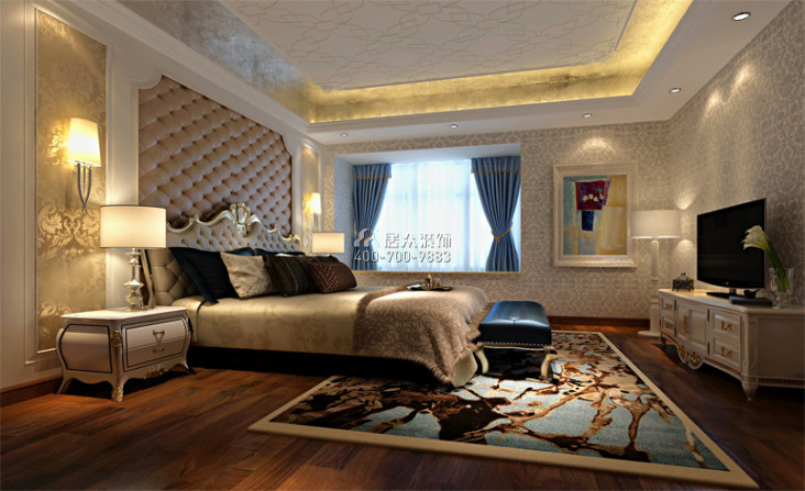 曦城六期200平方米欧式风格复式户型卧室装修效果图