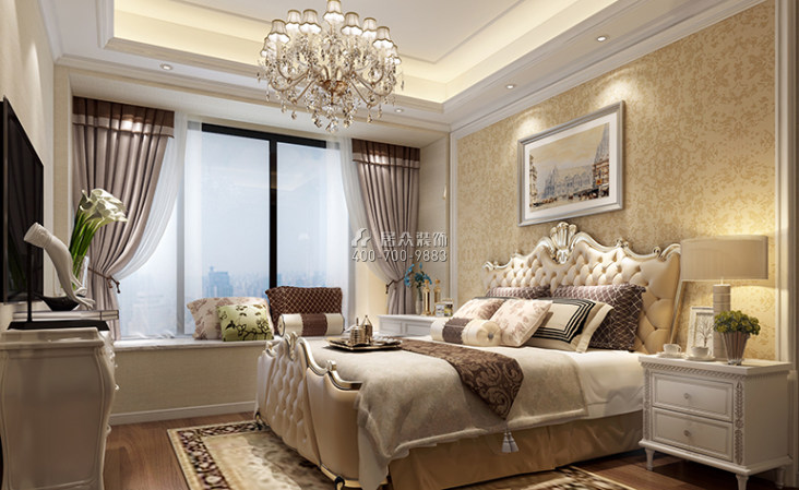 海印长城120平方米欧式风格平层户型卧室装修效果图