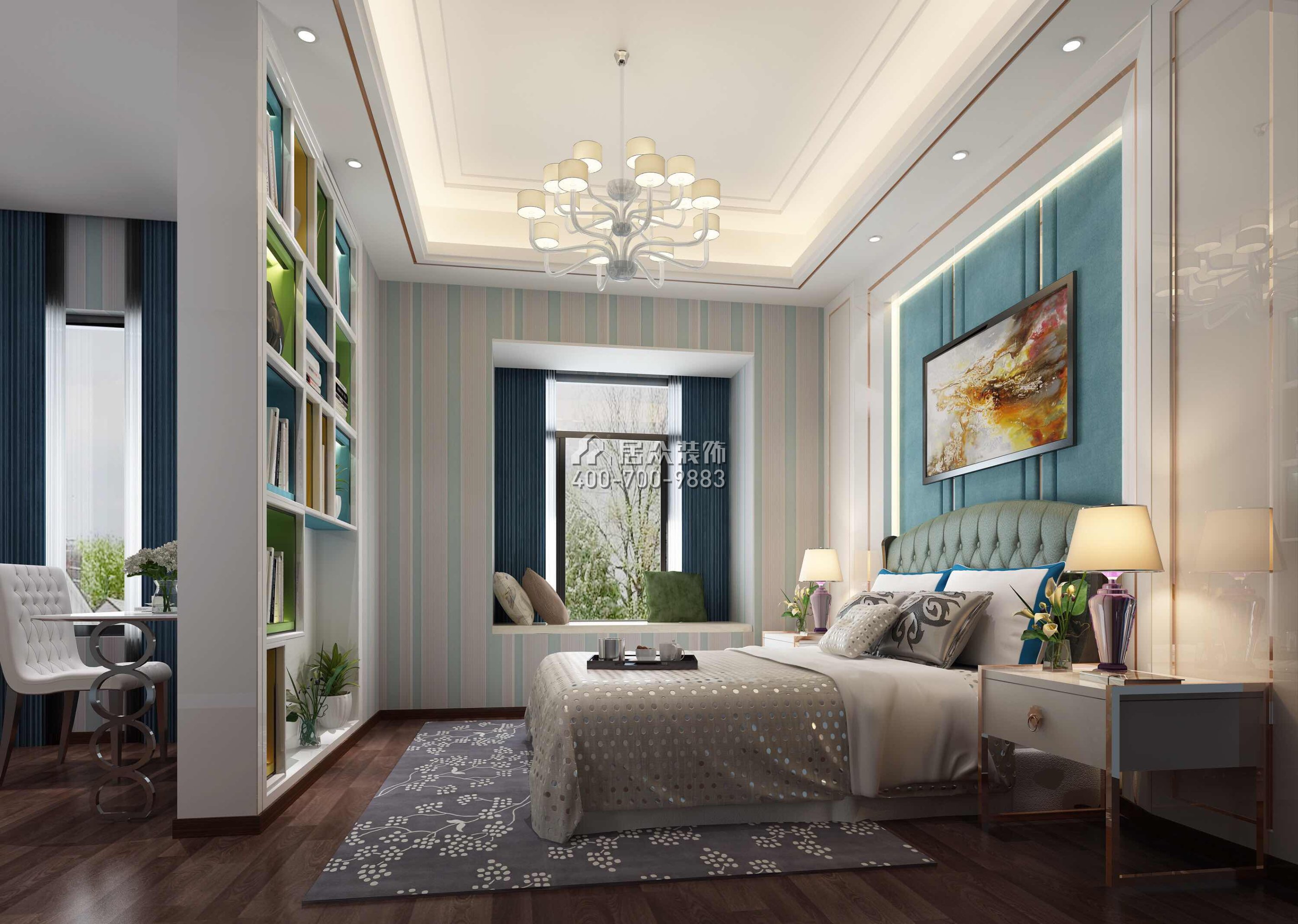 海御豪庭御峰500平方米现代简约风格别墅户型卧室装修效果图