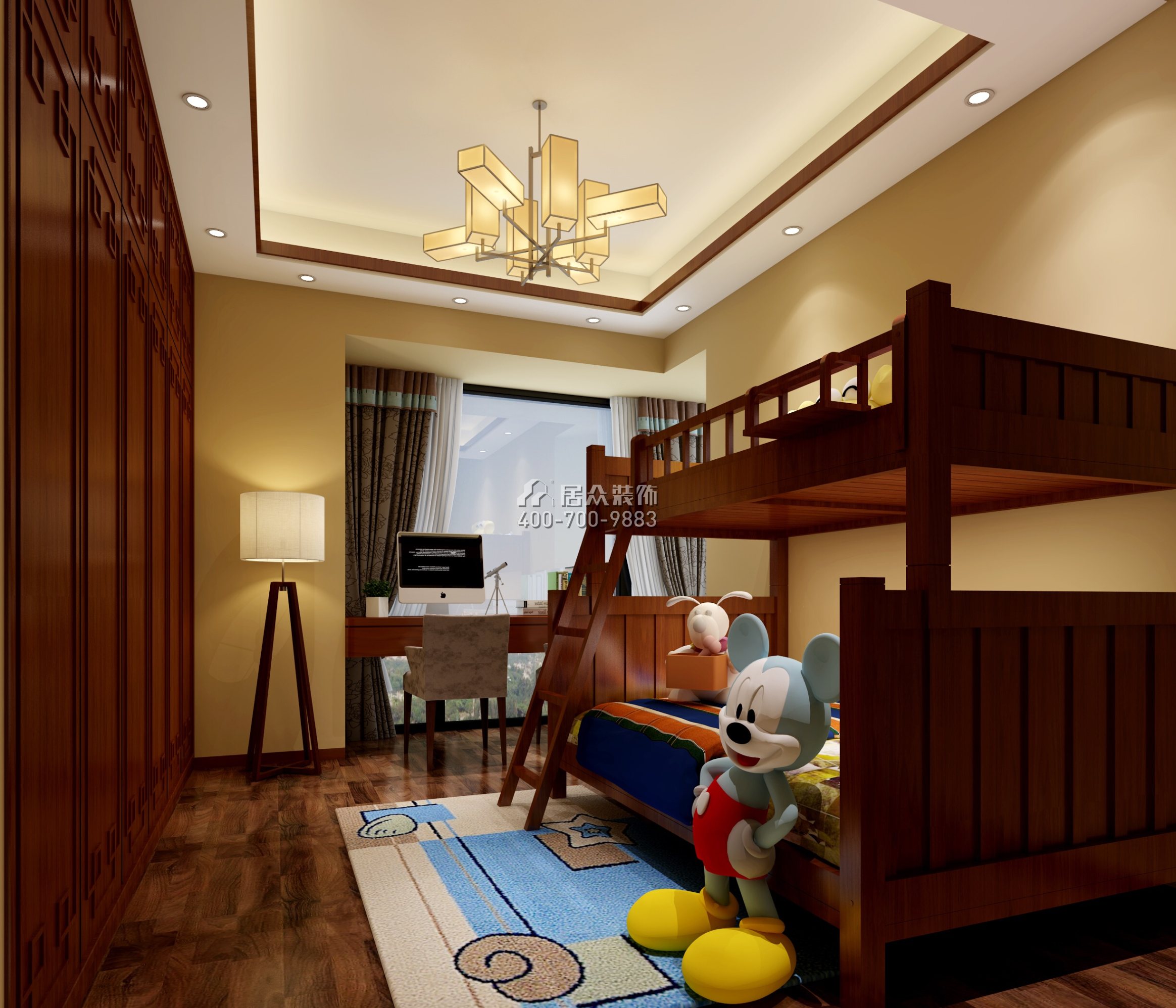桃源居200平方米中式风格平层户型儿童房装修效果图
