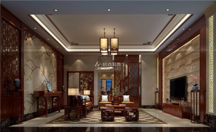 新世纪领居280平方米中式风格别墅户型客厅装修效果图