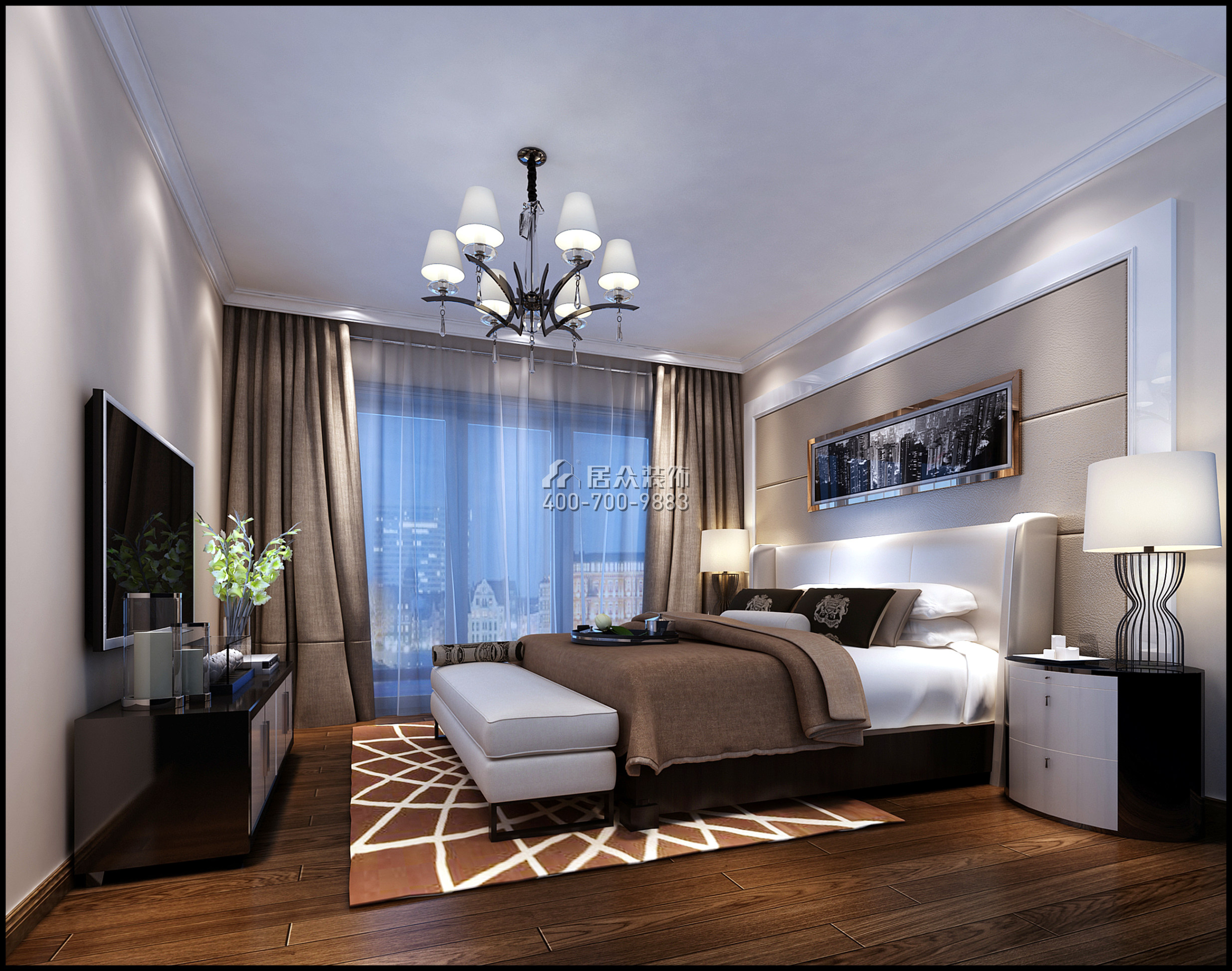 幸福城二期138平方米现代简约风格复式户型卧室装修效果图