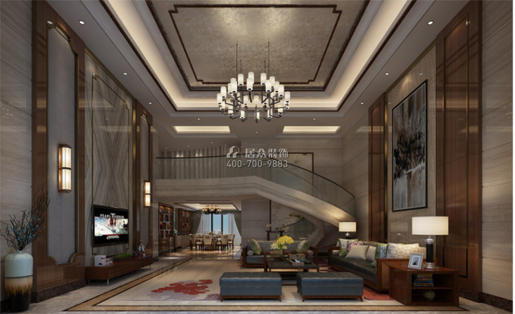容桂碧桂園500平方米中式風格別墅戶型客廳裝修效果圖