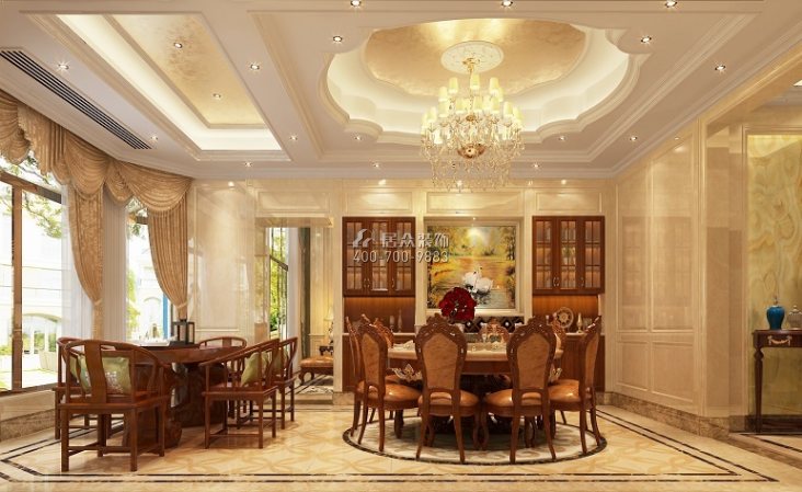 连州碧桂园654平方米欧式风格别墅户型餐厅装修效果图