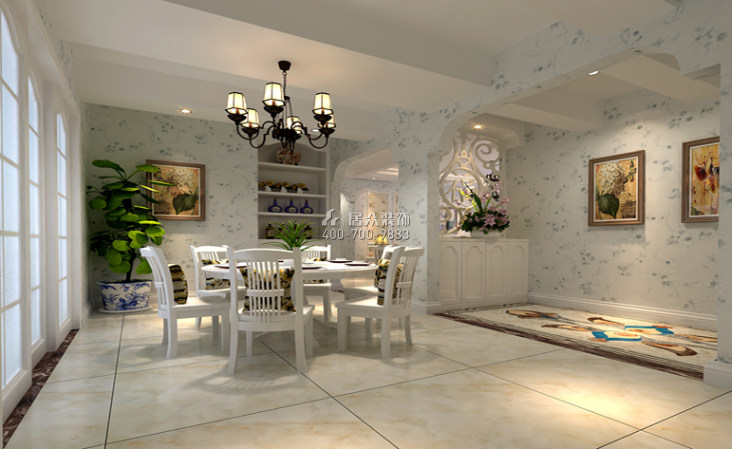 金城苑138平方米田园风格平层户型餐厅装修效果图