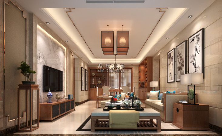 金沙咀国际广场142平方米中式风格平层户型客厅装修效果图