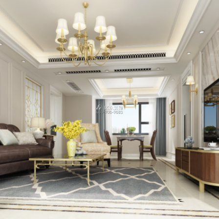 新城新世界130平方米美式風格平層戶型客廳裝修效果圖