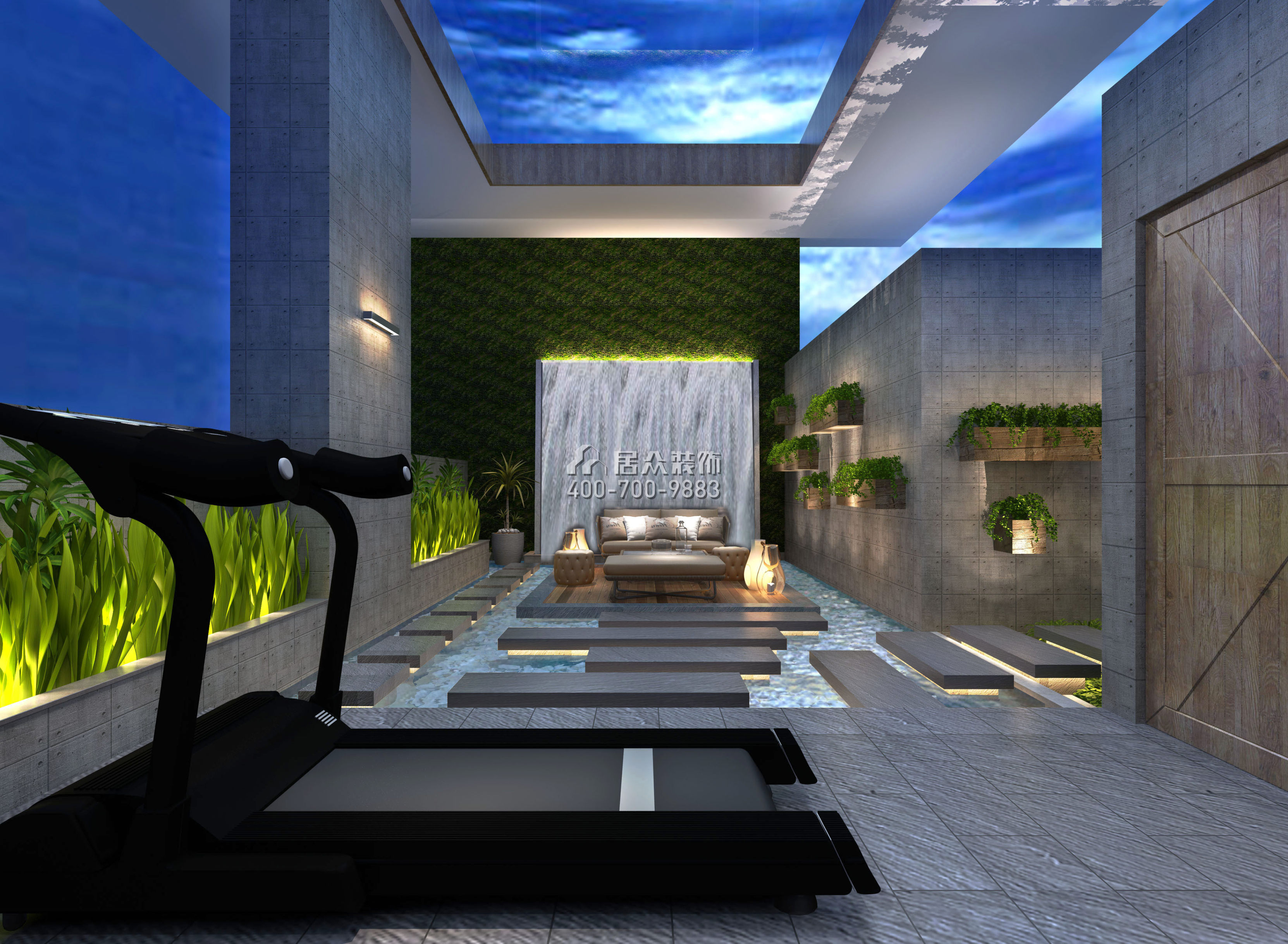 月珑湾豪庭270平方米现代简约风格复式户型娱乐室装修效果图