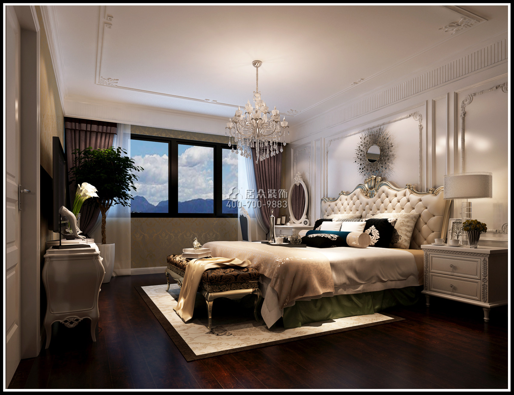 翠海花园300平方米欧式风格别墅户型卧室装修效果图