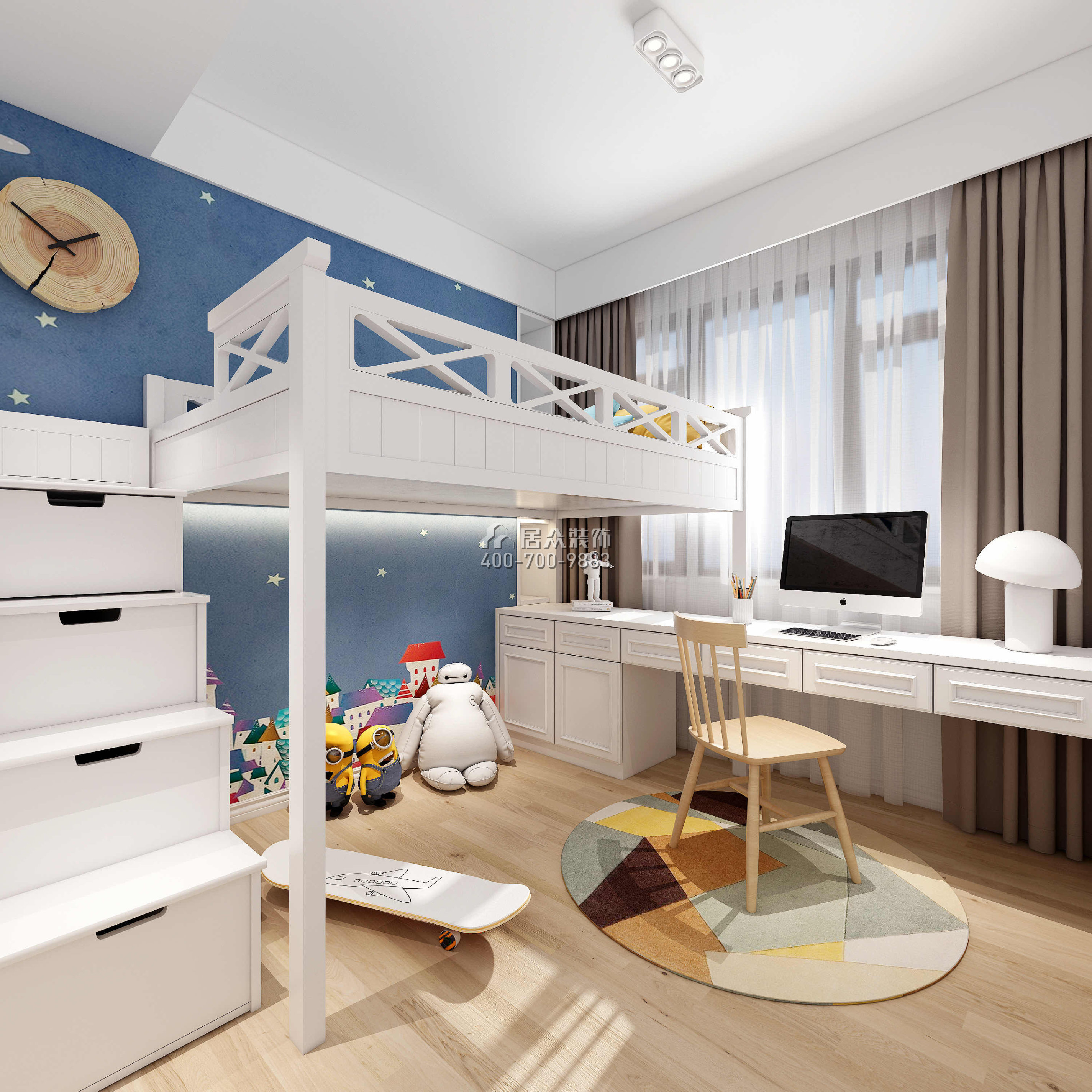勤誠達正大城103平方米北歐風格平層戶型兒童房裝修效果圖