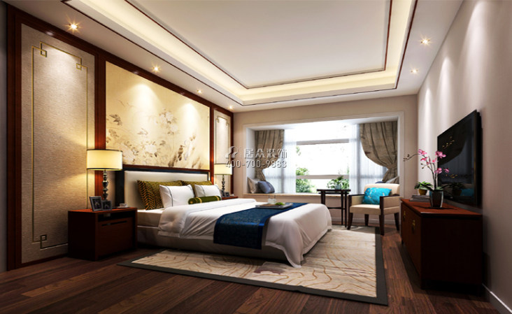 280平方米中式风格平层户型卧室装修效果图