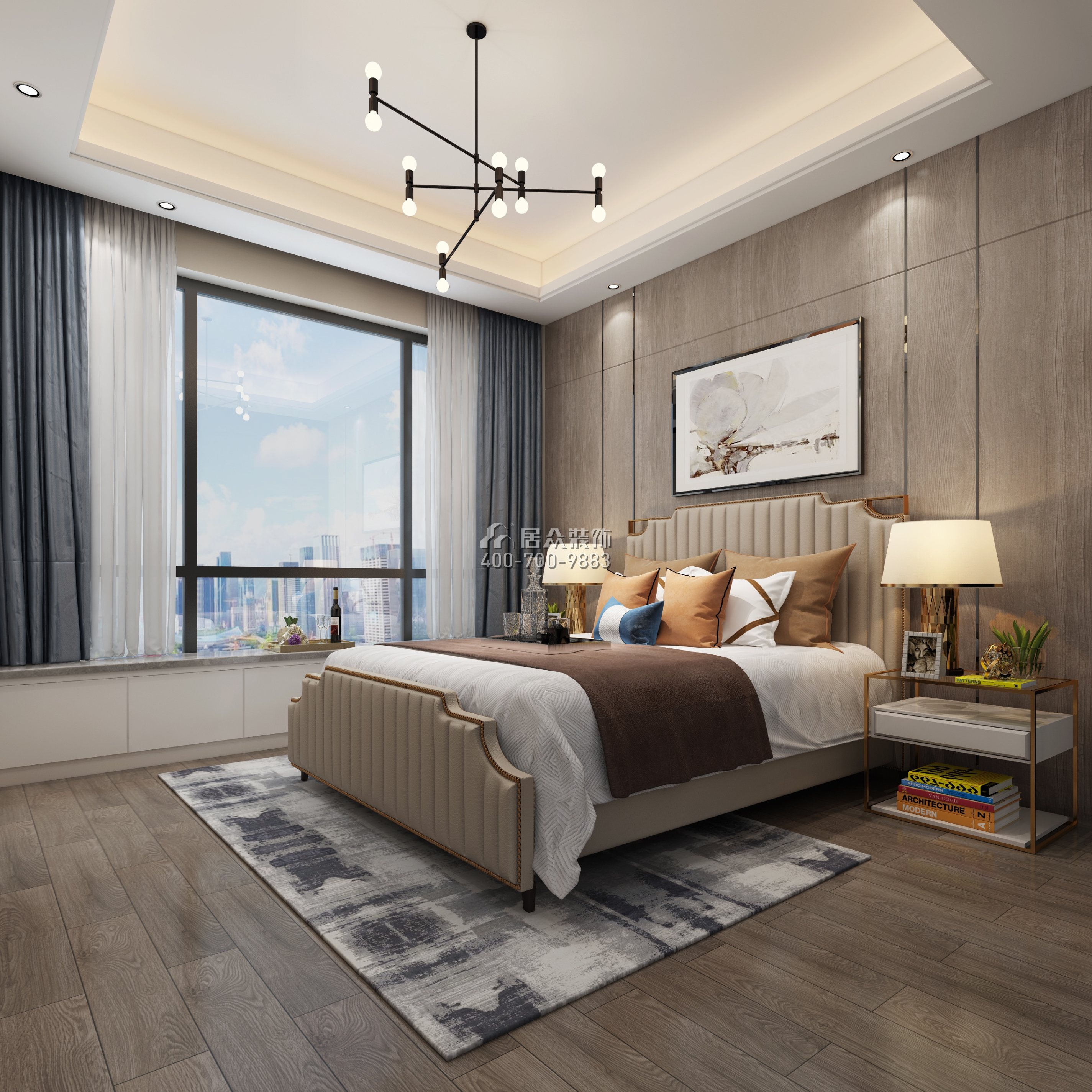 壹方中心110平方米现代简约风格平层户型卧室装修效果图