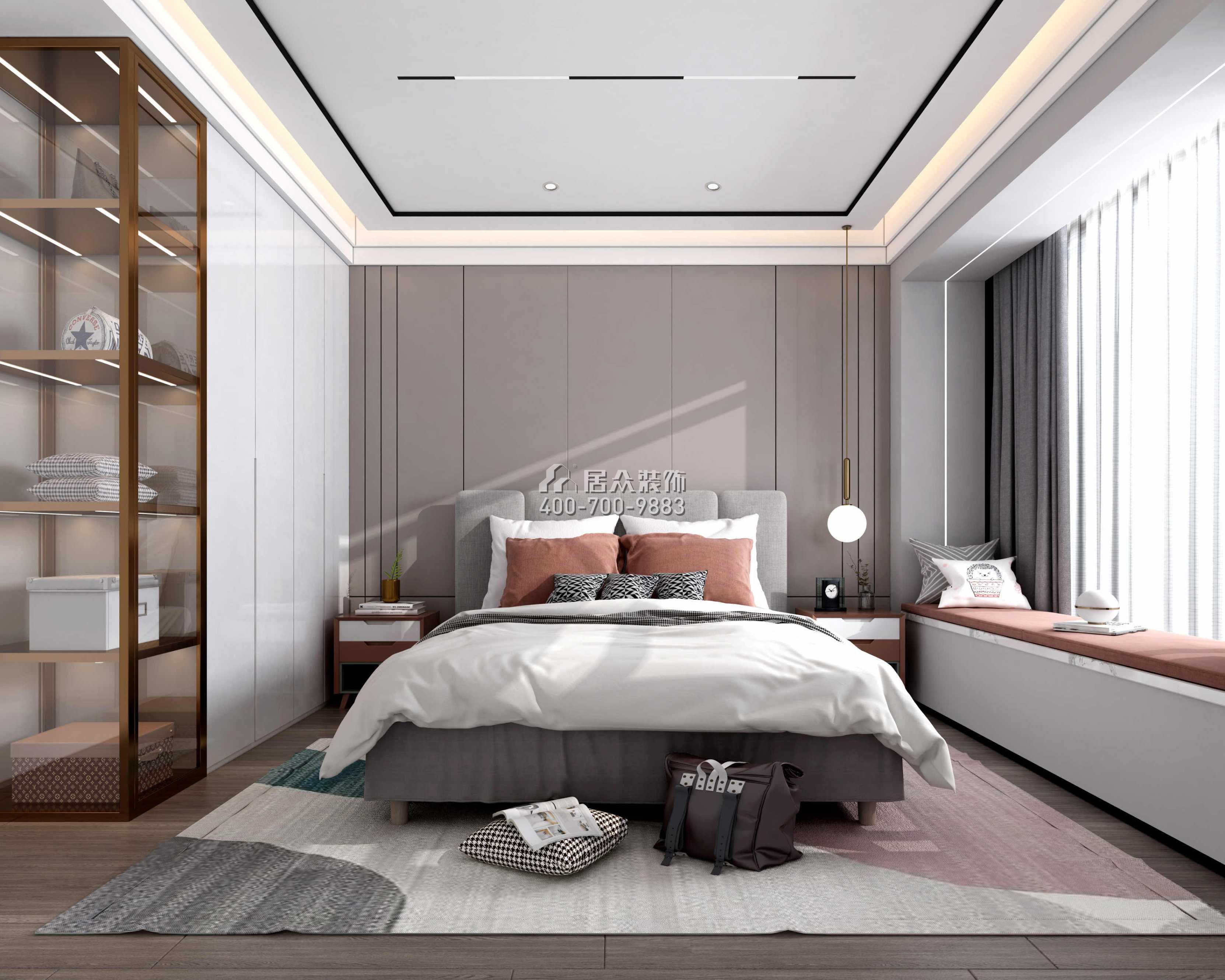 阳光粤海花园230平方米现代简约风格平层户型卧室装修效果图