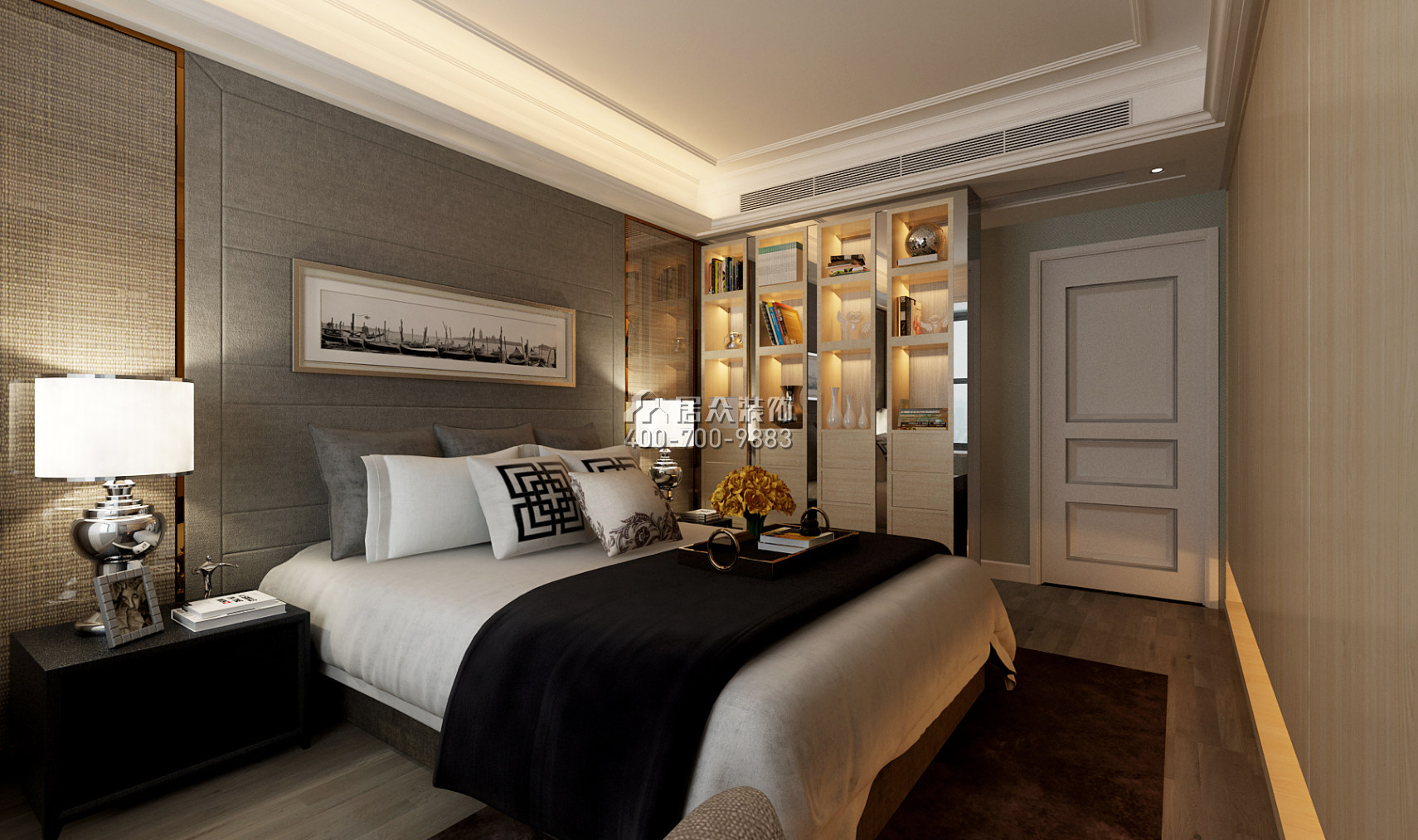 常德万达广场140平方米现代简约风格平层户型卧室装修效果图
