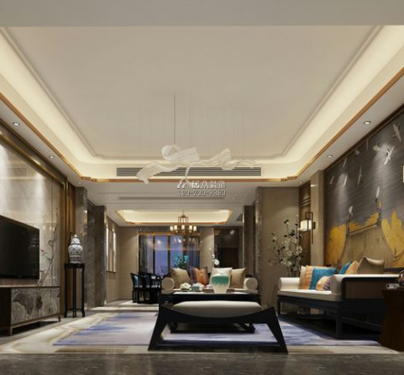中建江山壹號280平方米中式風格平層戶型客廳裝修效果圖