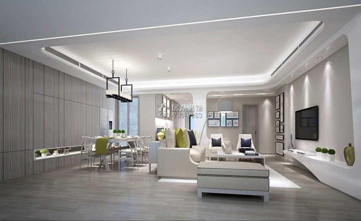 华晨御园215平方米现代简约风格平层户型客厅装修效果图