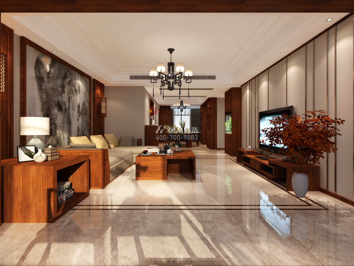 章誉苑171平方米中式风格平层户型客厅装修效果图