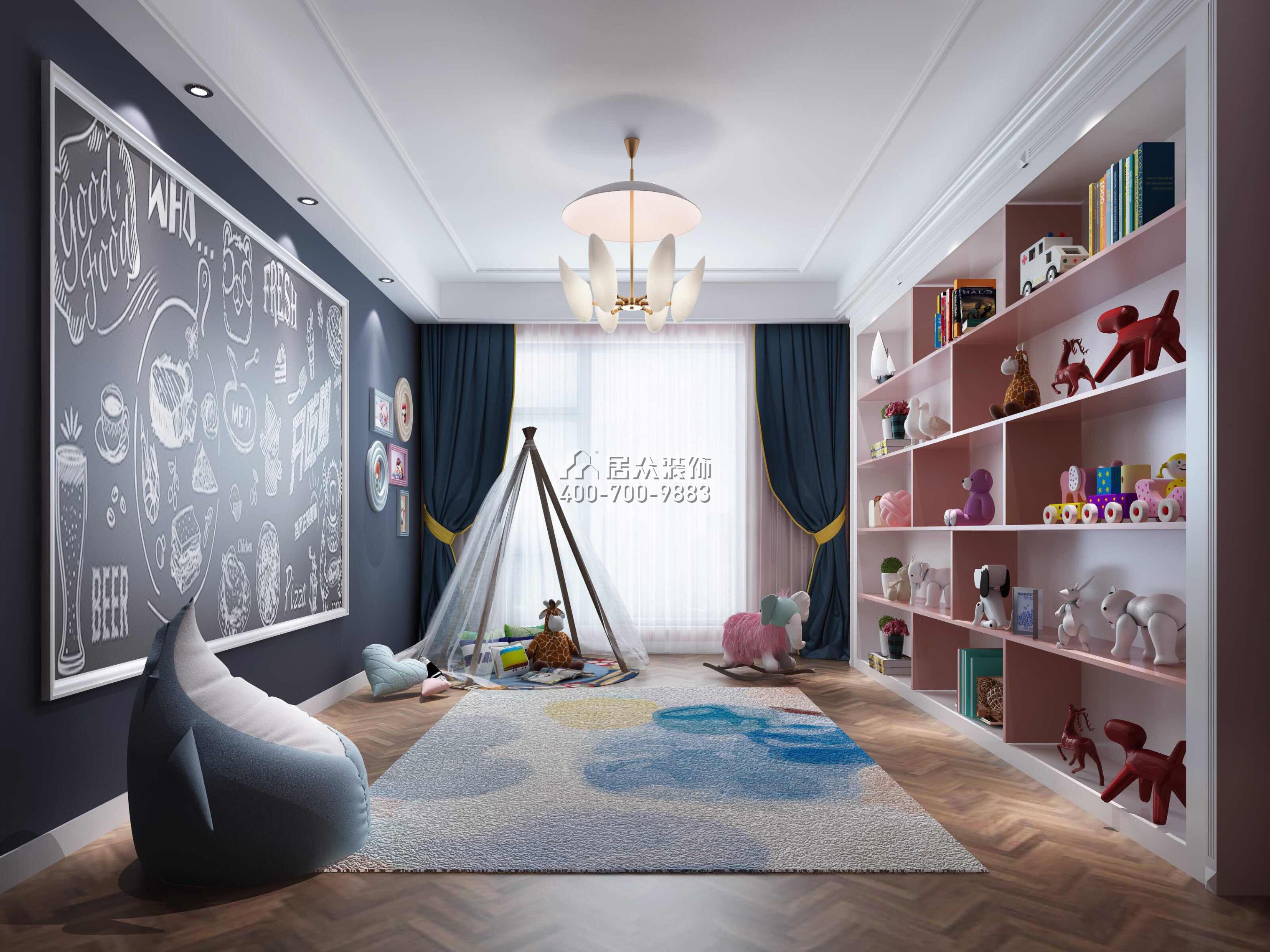 萬科皇馬酈宮241平方米現代簡約風格平層戶型兒童房裝修效果圖