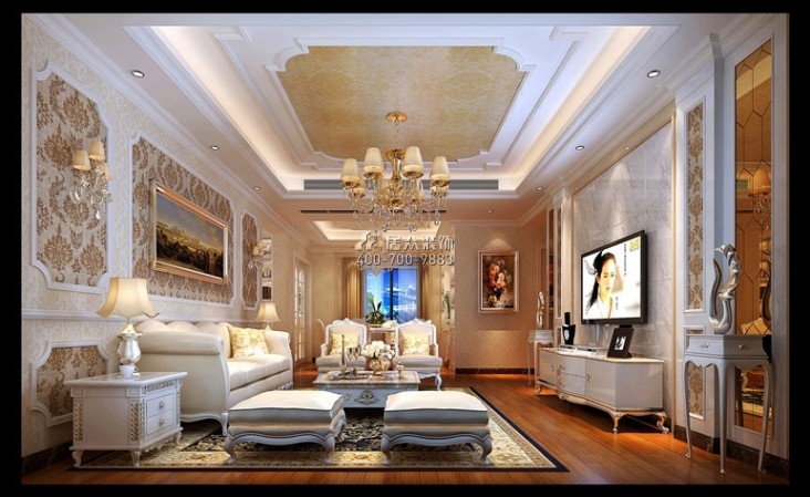 渝高香洲160平方米欧式风格平层户型客厅装修效果图