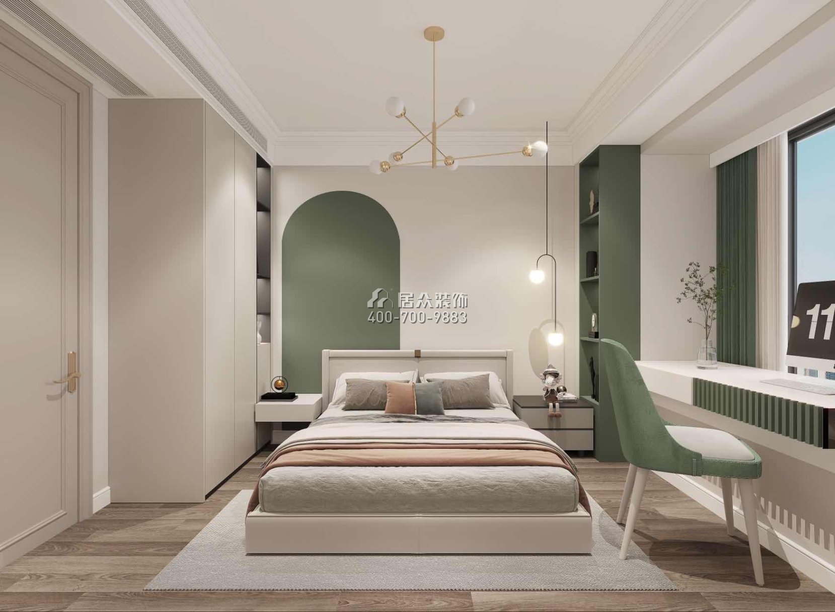 陽光棕櫚園100平方米混搭風格平層戶型臥室裝修效果圖