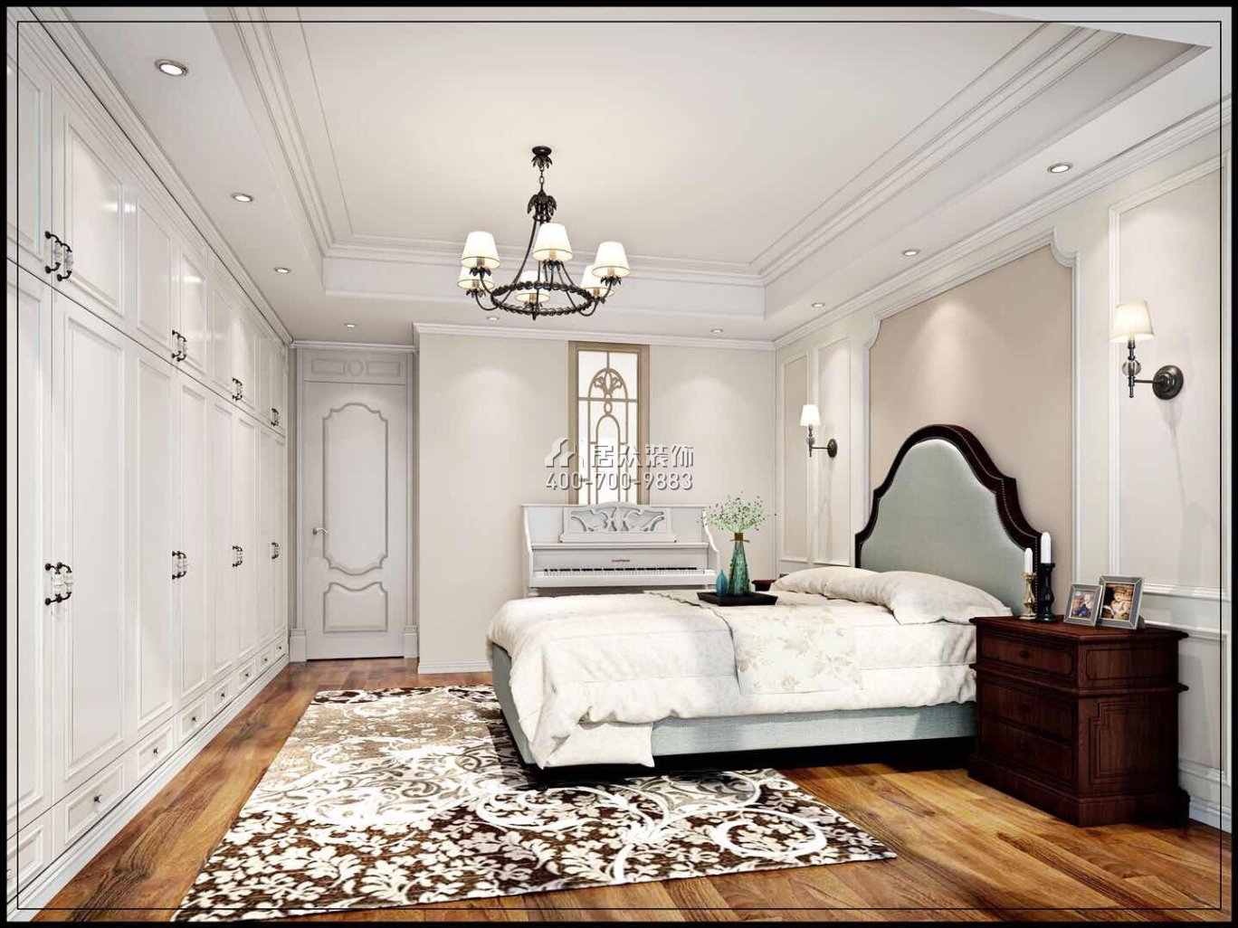 博林天瑞花园二期130平方米欧式风格平层户型卧室装修效果图