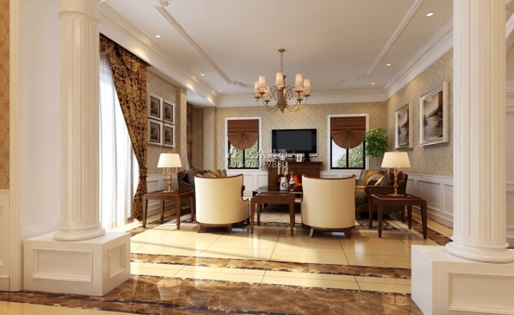 伟宏小米时代650平方米美式风格3户型客厅装修效果图