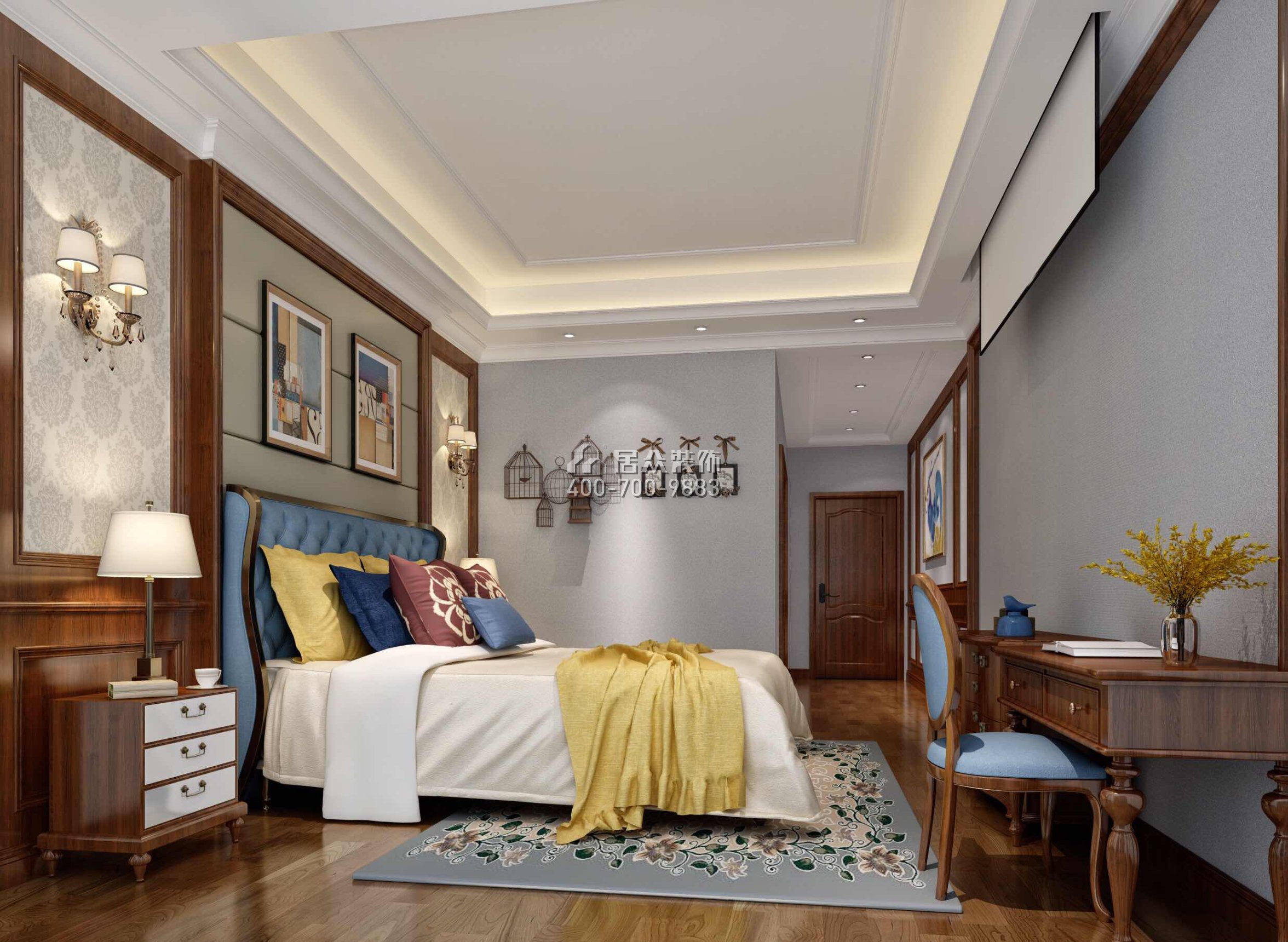 碧水天源600平方米美式風格別墅戶型臥室裝修效果圖