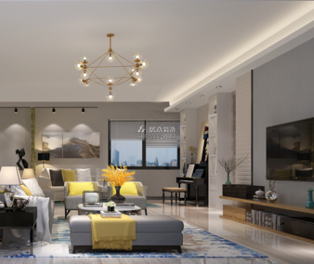 天悦湾140平方米现代简约风格平层户型客厅装修效果图