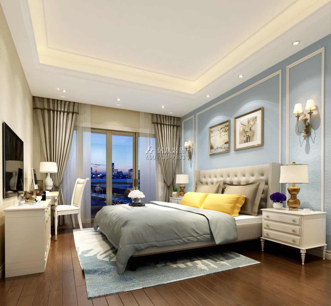 海逸豪庭御峰268平方米美式风格别墅户型卧室装修效果图