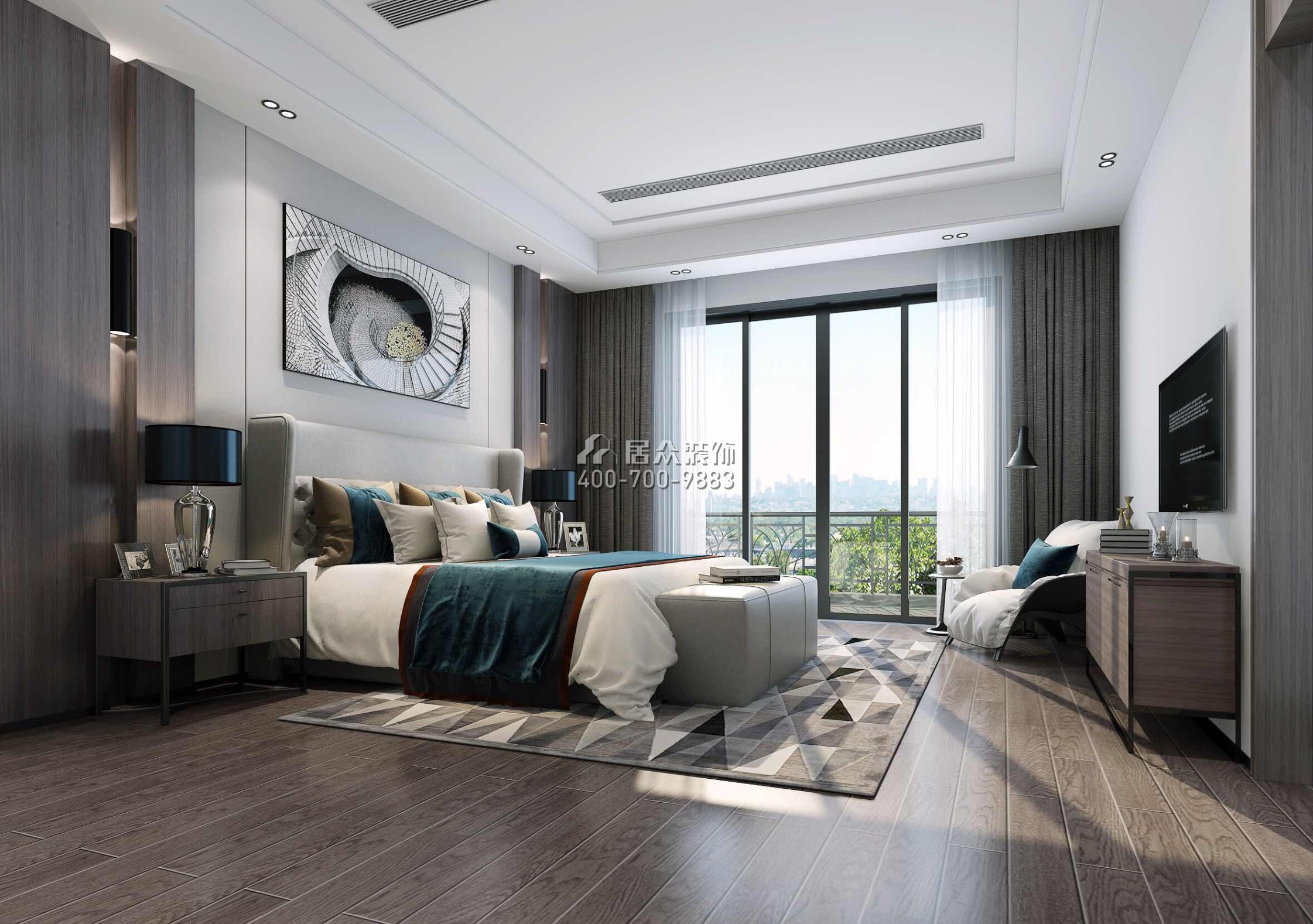 海逸豪庭321平方米现代简约风格别墅户型卧室装修效果图