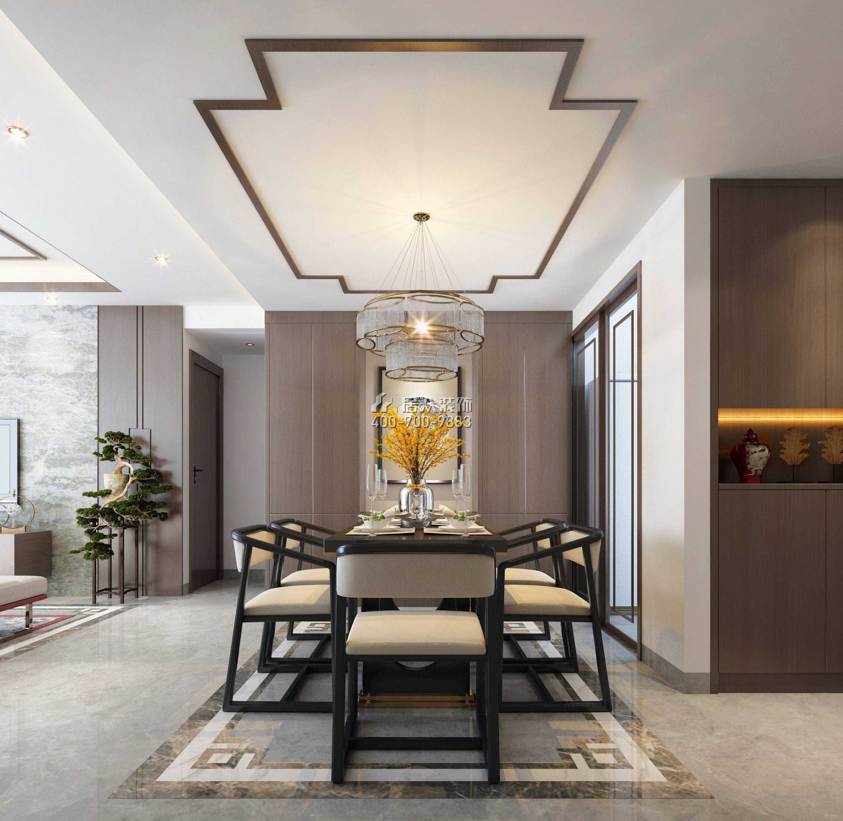 平吉上苑二期98平方米中式风格平层户型餐厅装修效果图