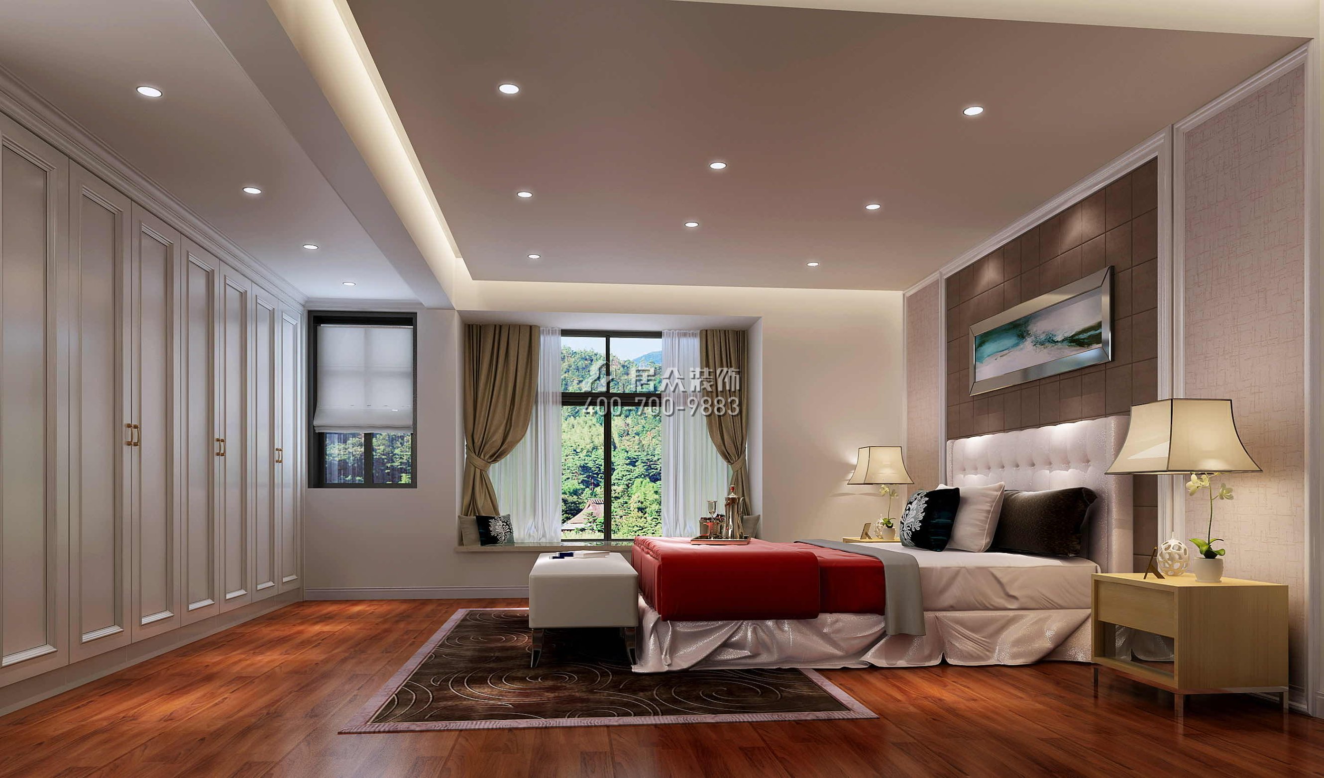 汇景御泉香山150平方米现代简约风格平层户型卧室装修效果图