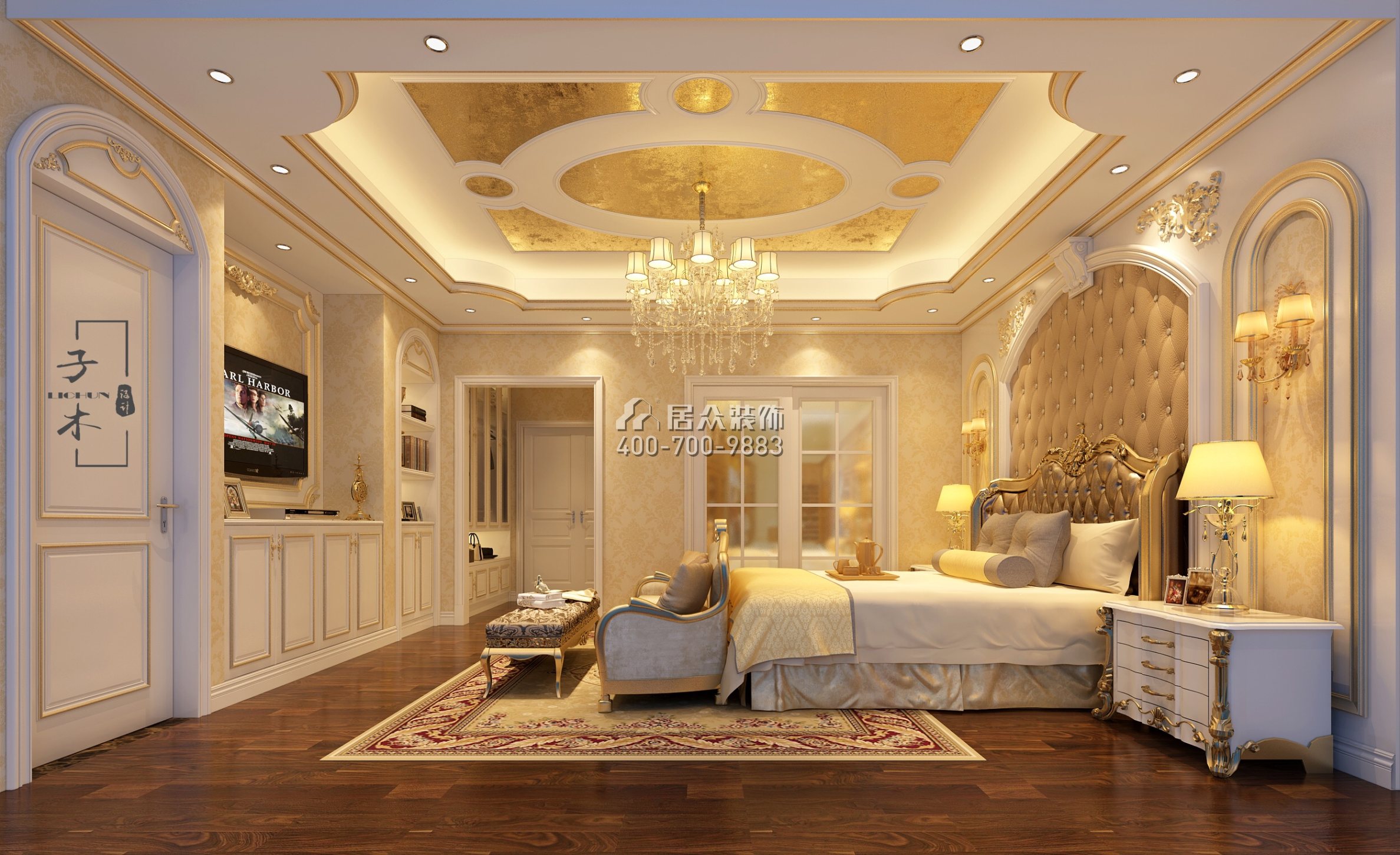 圣莫丽斯320平方米欧式风格复式户型卧室装修效果图