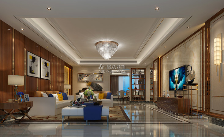 凯景中央首座320平方米现代简约风格自建房户型客厅装修效果图