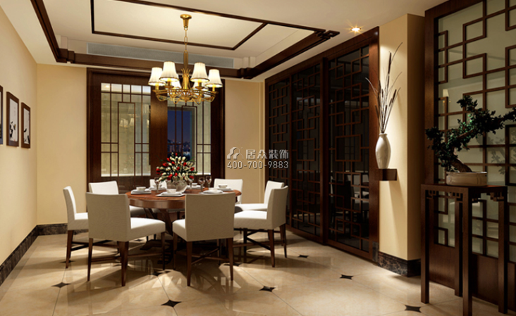 大華海派風范235平方米中式風格平層戶型餐廳裝修效果圖