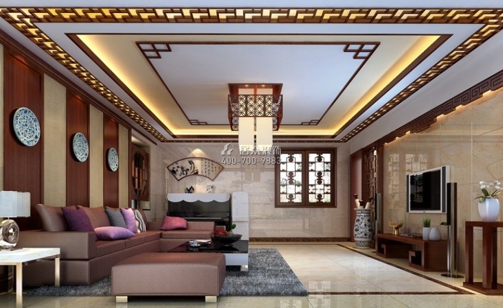 嘉都汇230平方米中式风格平层户型客厅装修效果图