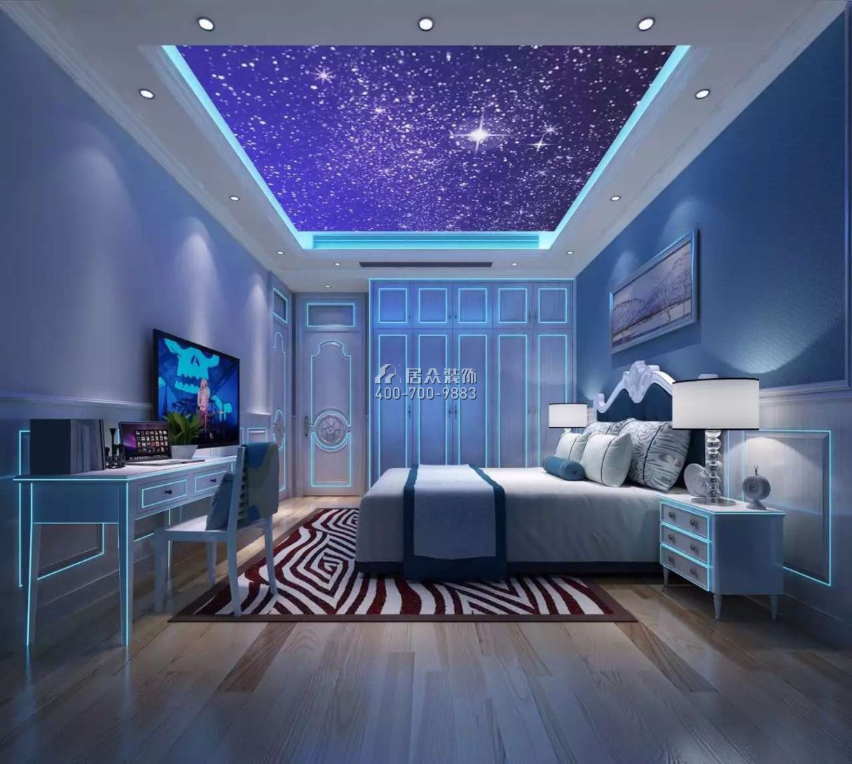 珑御府220平方米美式风格平层户型卧室kok电竞平台效果图